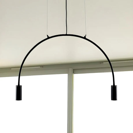 Minimalist Large Black Arched Metal LED Pendant Light Image - 1