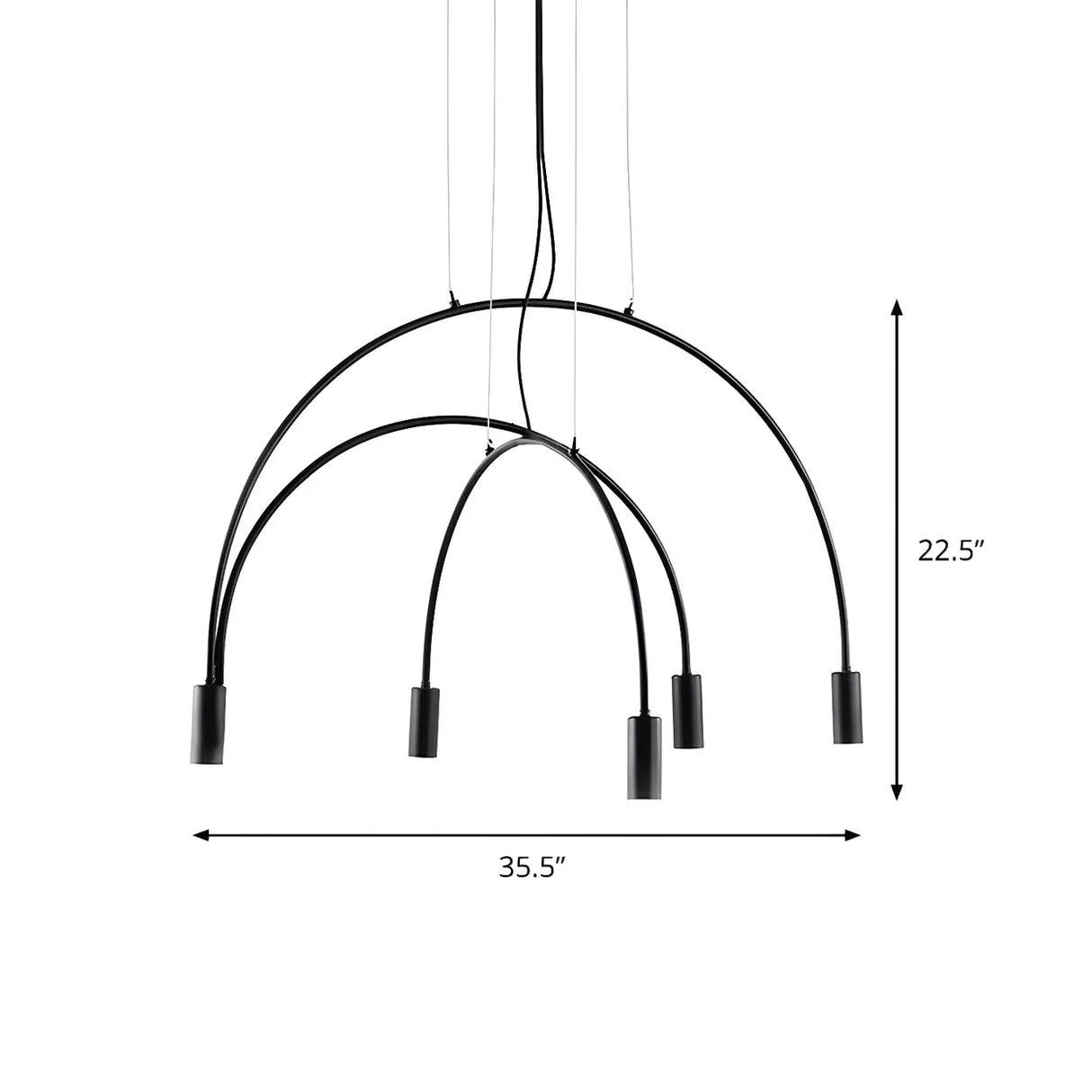 Minimalist Large Black Arched Metal LED Pendant Light 