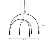 Minimalist Large Black Arched Metal LED Pendant Light #size