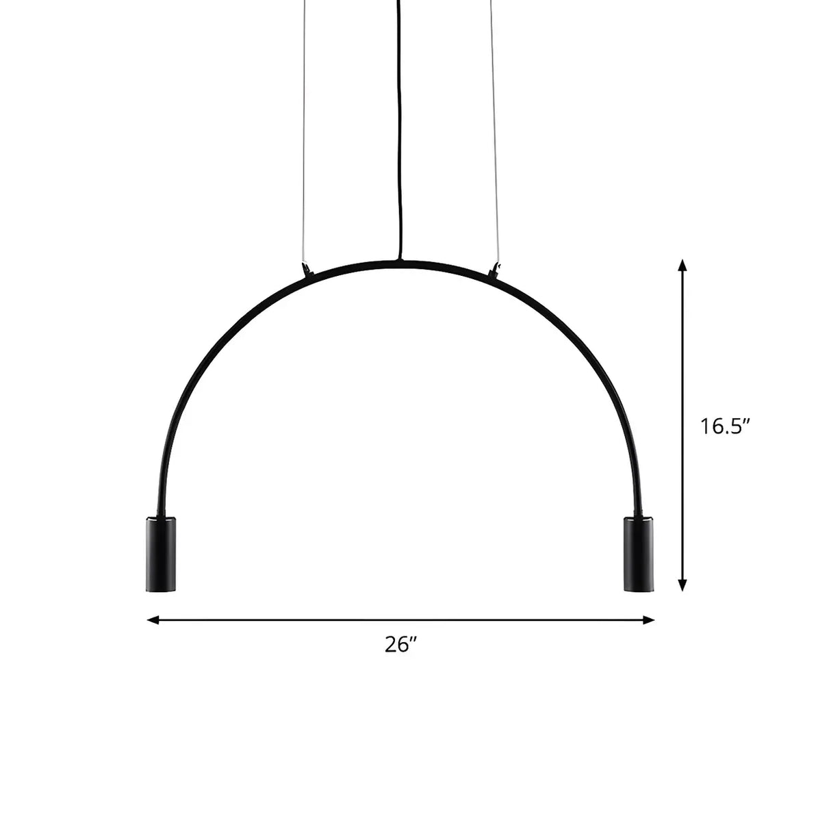Minimalist Large Black Arched Metal LED Pendant Light Image - 15