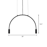 Minimalist Large Black Arched Metal LED Pendant Light Image - 15