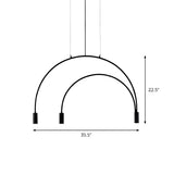 Minimalist Large Black Arched Metal LED Pendant Light Image - 16