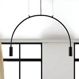 Minimalist Large Black Arched Metal LED Pendant Light Image - 2