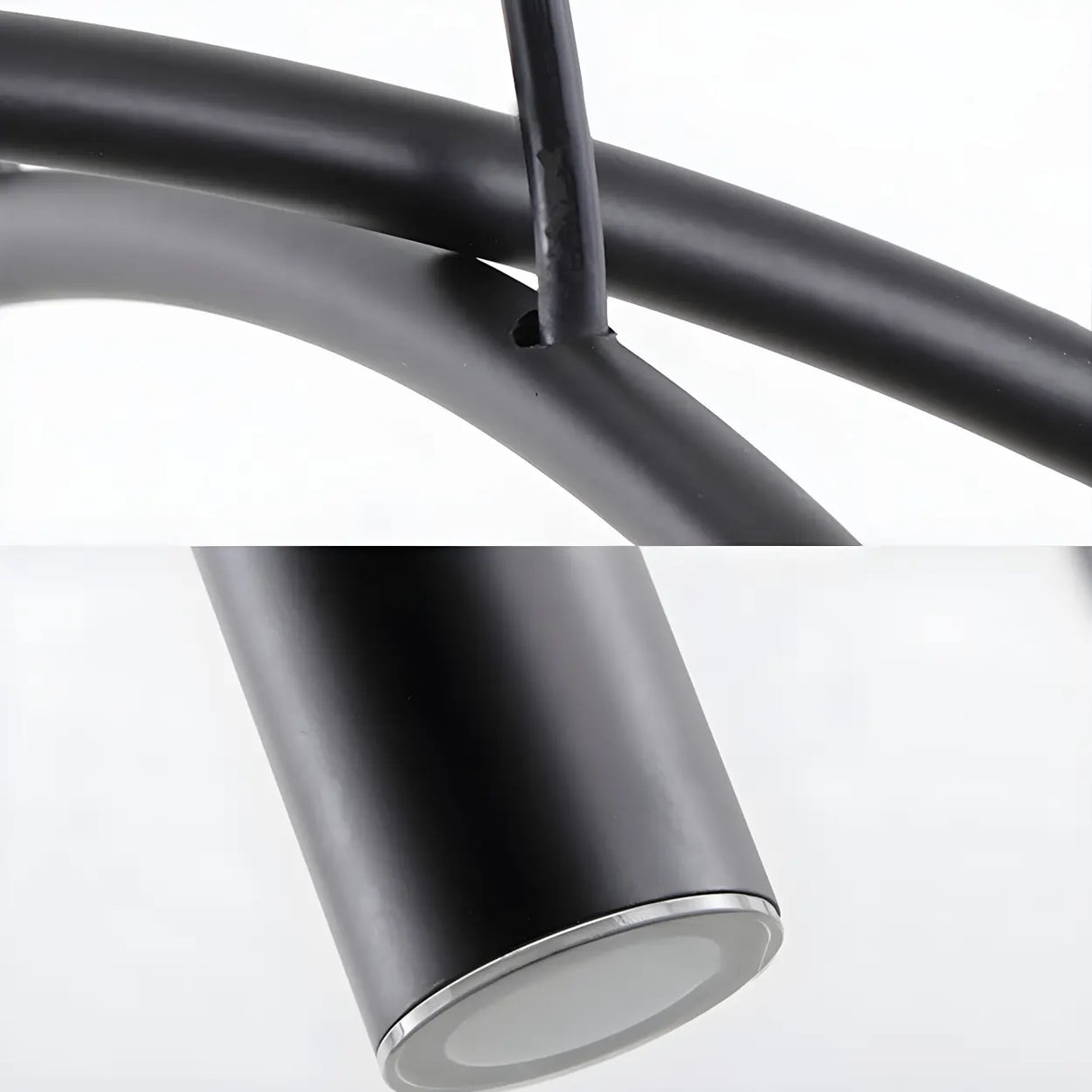 Minimalist Large Black Arched Metal LED Pendant Light Image - 5