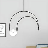 Minimalist Large Black Arched Metal LED Pendant Light Image - 8