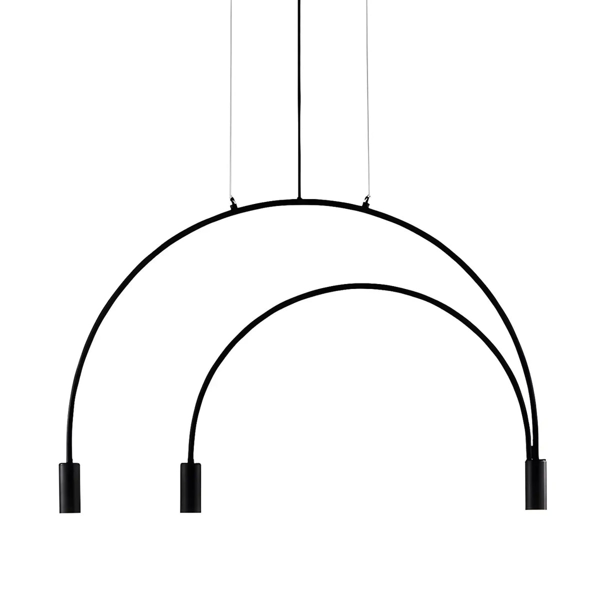 Minimalist Large Black Arched Metal LED Pendant Light Image - 9