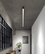 Minimalist Large Black Linear LED Flush Mount Light Image - 12