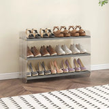Minimalist Layered Wood Shoe Rack Brown 5 Tiers Storage Image - 11
