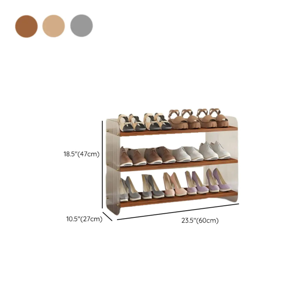 Minimalist Layered Wood Shoe Rack Brown 5 Tiers Storage 