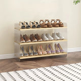 Minimalist Layered Wood Shoe Rack Brown 5 Tiers Storage Image - 2