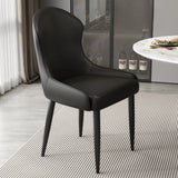 Minimalist Leather Solid Back Upholstered Dining Chairs Image - 11