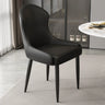 Minimalist Leather Solid Back Upholstered Dining Chairs Image - 11