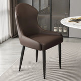Minimalist Leather Solid Back Upholstered Dining Chairs Image - 12
