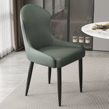Minimalist Leather Solid Back Upholstered Dining Chairs Image - 13