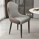 Minimalist Leather Solid Back Upholstered Dining Chairs Image - 15