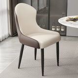 Minimalist Leather Solid Back Upholstered Dining Chairs Image - 16