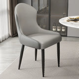 Minimalist Leather Solid Back Upholstered Dining Chairs Image - 18