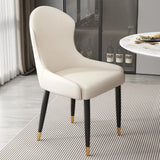 Minimalist Leather Solid Back Upholstered Dining Chairs Image - 21