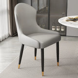Minimalist Leather Solid Back Upholstered Dining Chairs Image - 22