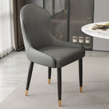 Minimalist Leather Solid Back Upholstered Dining Chairs Image - 23