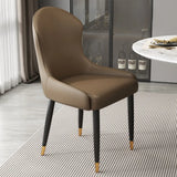 Minimalist Leather Solid Back Upholstered Dining Chairs Image - 24