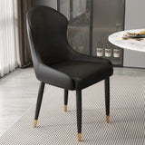Minimalist Leather Solid Back Upholstered Dining Chairs Image - 26