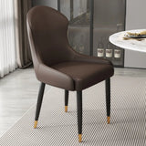 Minimalist Leather Solid Back Upholstered Dining Chairs Image - 27