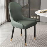 Minimalist Leather Solid Back Upholstered Dining Chairs Image - 28