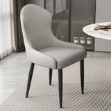 Minimalist Leather Solid Back Upholstered Dining Chairs Image - 3