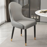 Minimalist Leather Solid Back Upholstered Dining Chairs Image - 33