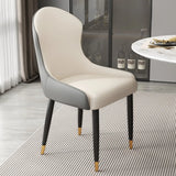 Minimalist Leather Solid Back Upholstered Dining Chairs Image - 34