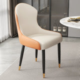 Minimalist Leather Solid Back Upholstered Dining Chairs Image - 35