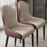 Minimalist Leather Solid Back Upholstered Dining Chairs Image - 4