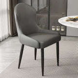 Minimalist Leather Solid Back Upholstered Dining Chairs Image - 5