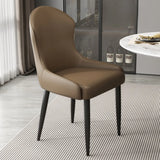 Minimalist Leather Solid Back Upholstered Dining Chairs Image - 7