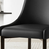 Minimalist Leather Upholstered Dining Chair with Wood Legs Image - 10