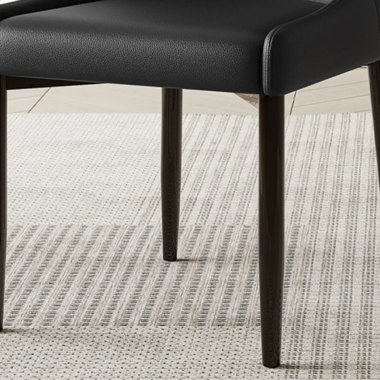 Minimalist Leather Upholstered Dining Chair with Wood Legs Image - 11
