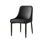 Minimalist Leather Upholstered Dining Chair with Wood Legs Image - 3