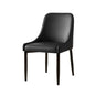 Minimalist Leather Upholstered Dining Chair with Wood Legs Image - 3