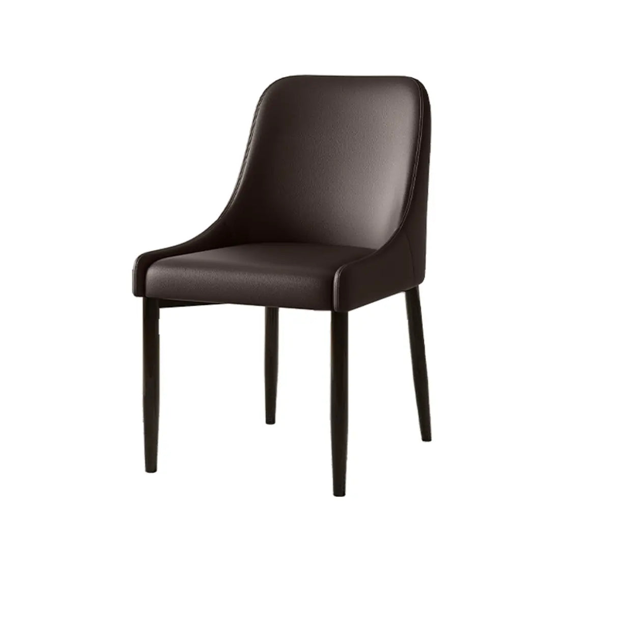 Minimalist Leather Upholstered Dining Chair with Wood Legs Image - 5