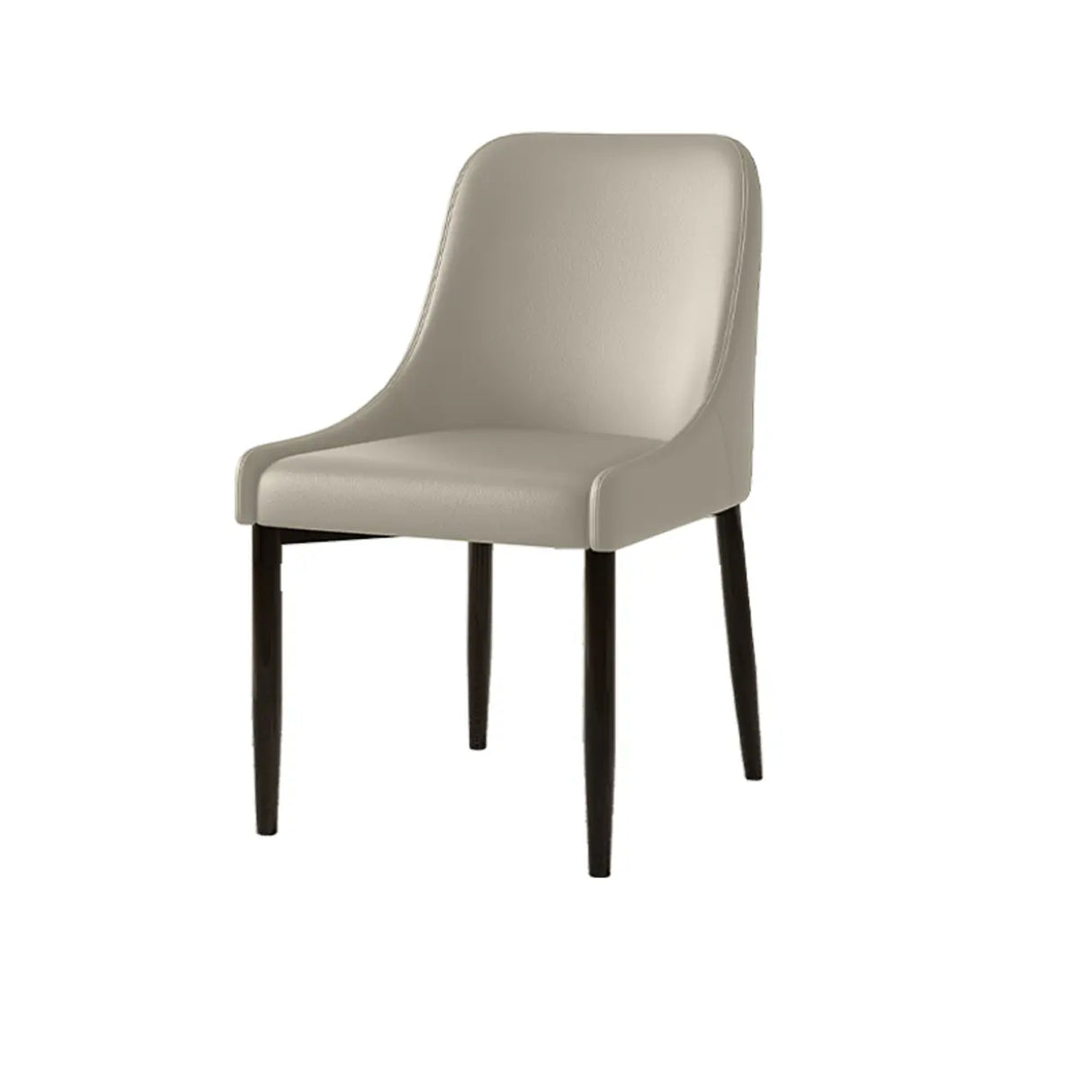 Minimalist Leather Upholstered Dining Chair with Wood Legs Image - 7