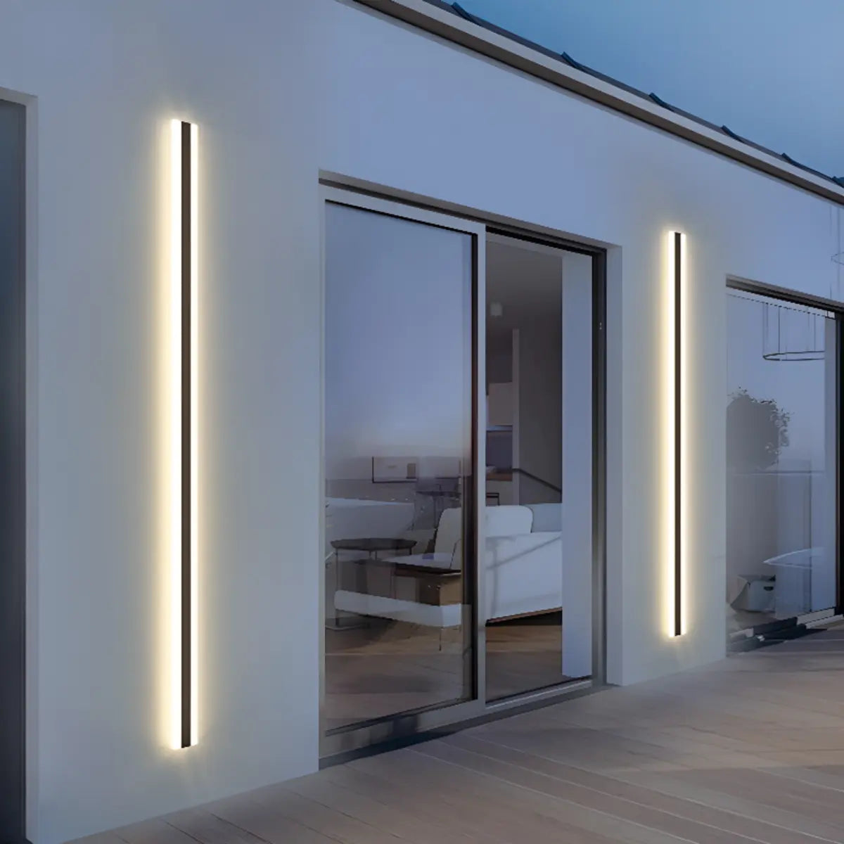 Minimalist Linear Long Outdoor LED Wall Light Black Image - 3