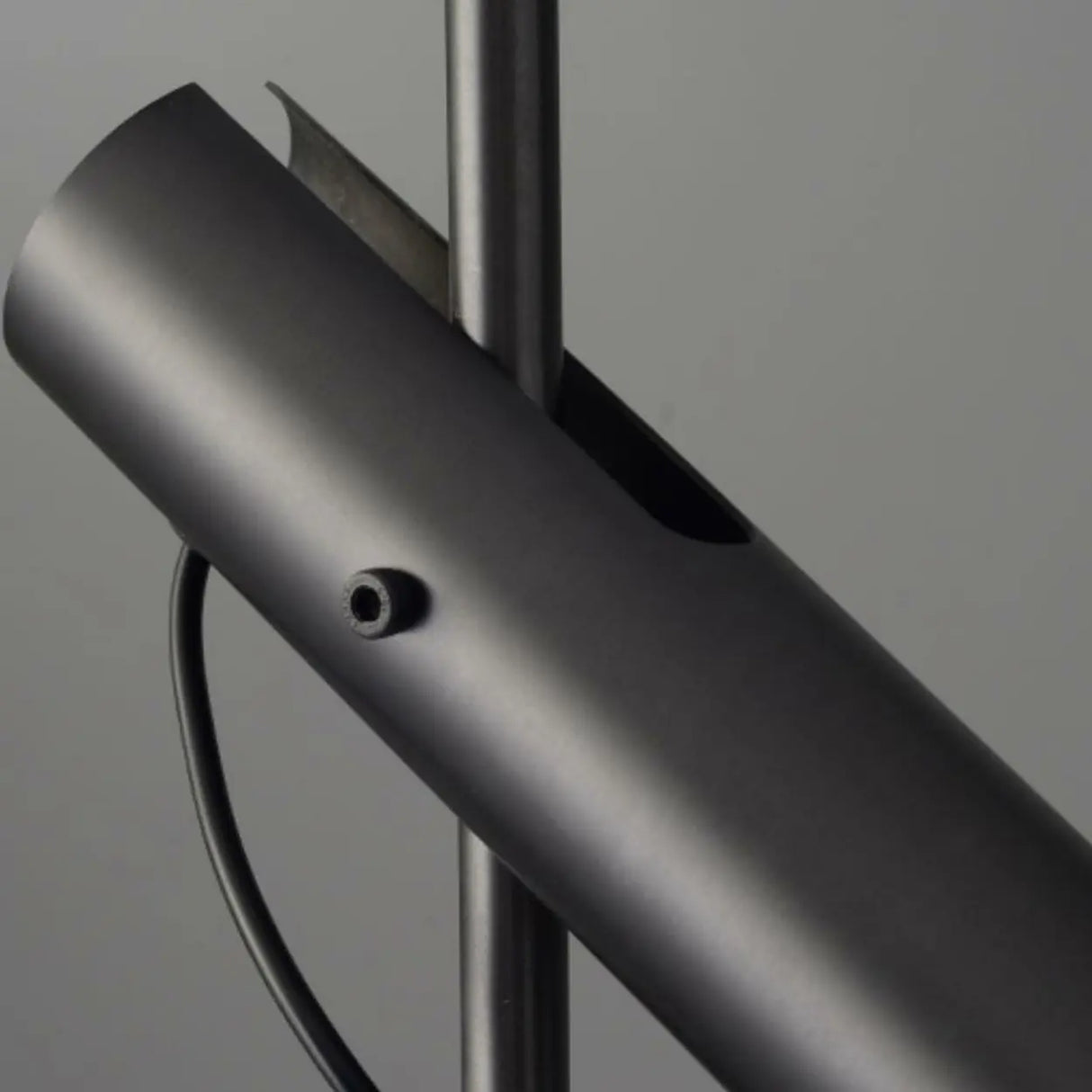 Minimalist Living Room Black Steel Cylinder Pendant Light Image - 10