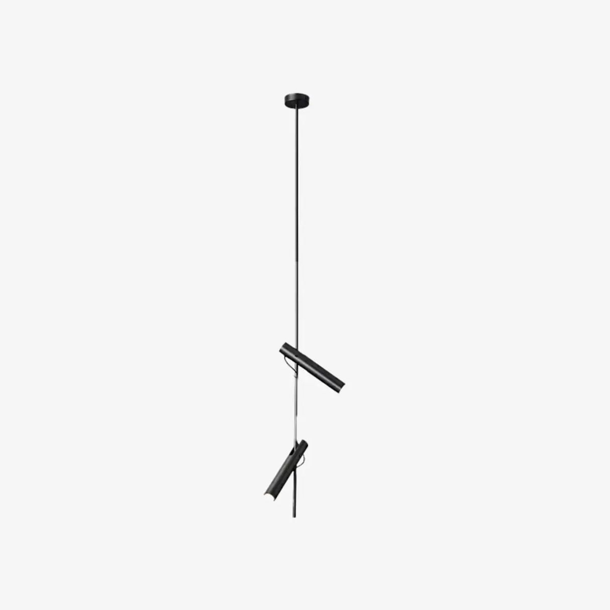 Minimalist Living Room Black Steel Cylinder Pendant Light Image - 6