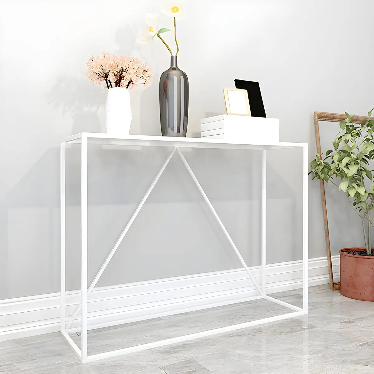 Minimalist Metal Black Stain Resistant Console Table Image - 11