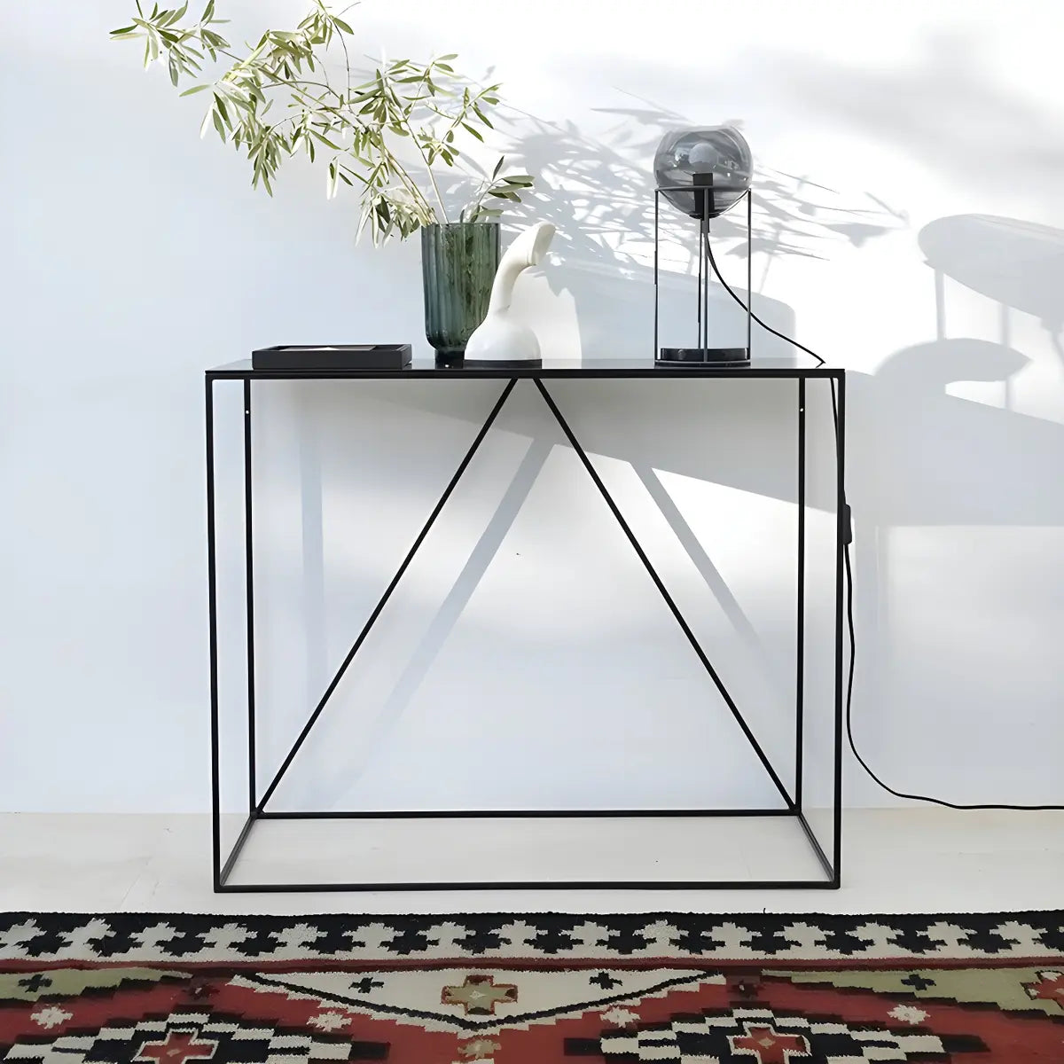 Minimalist Metal Black Stain Resistant Console Table Image - 14