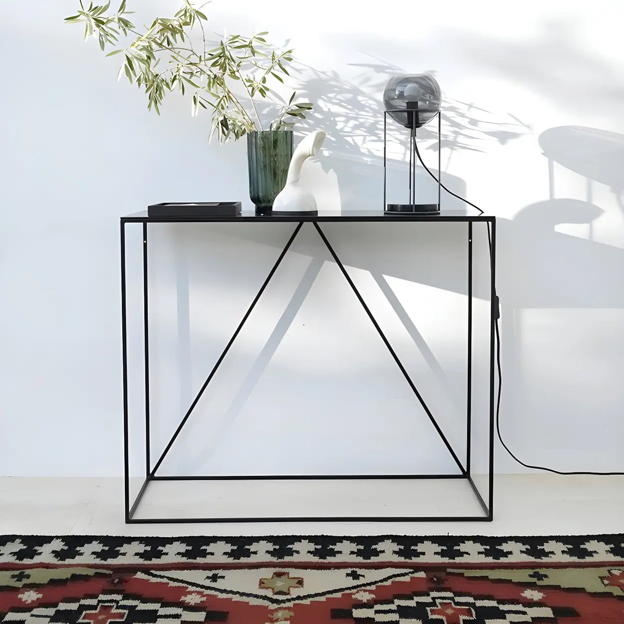 Minimalist Metal Black Stain Resistant Console Table Image - 14