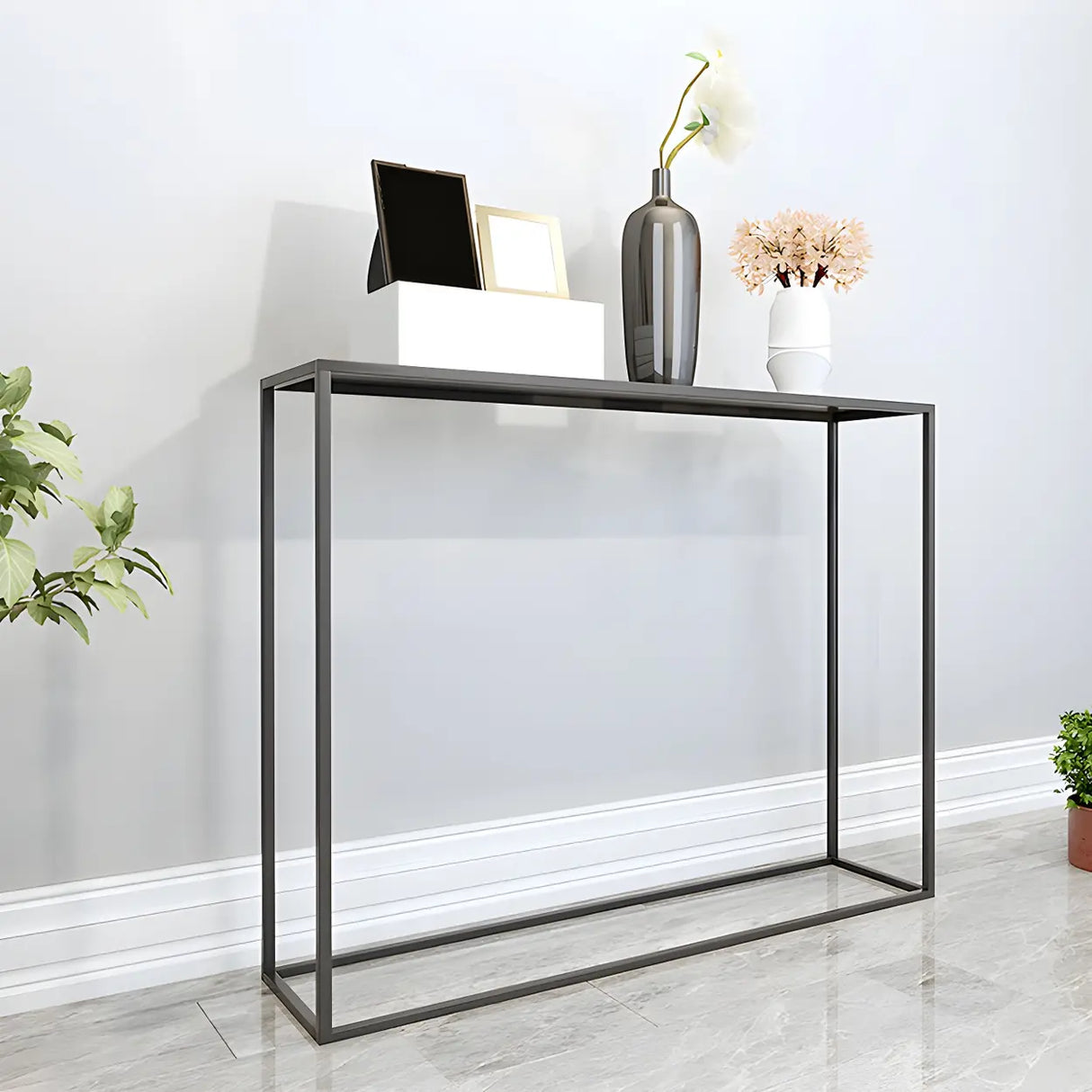 Minimalist Metal Black Stain Resistant Console Table Image - 15