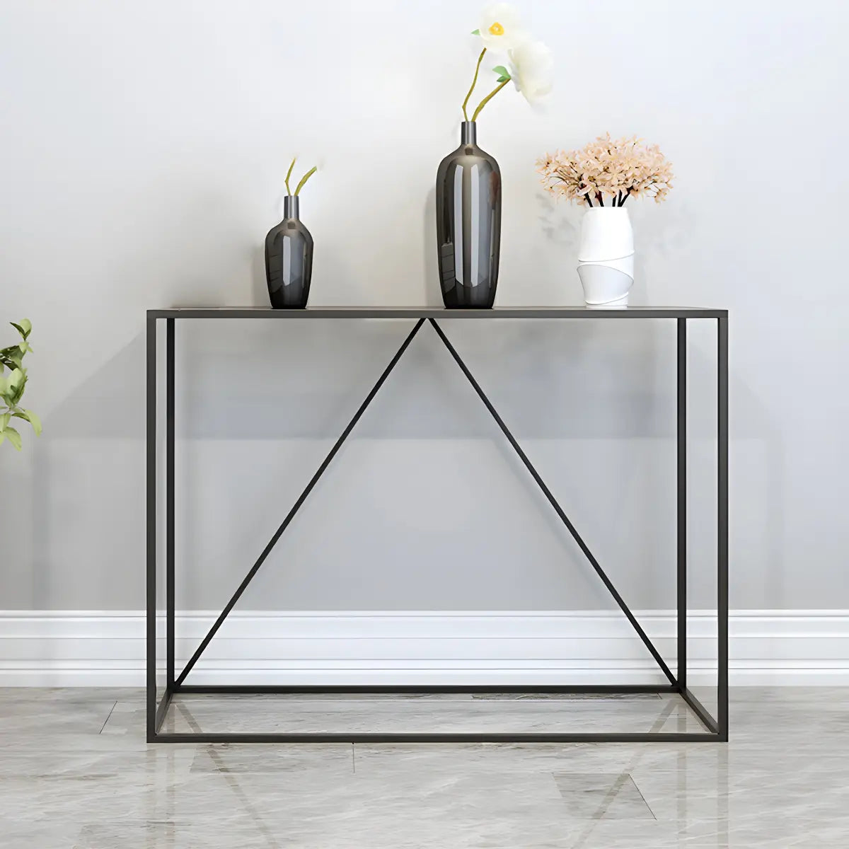 Minimalist Metal Black Stain Resistant Console Table Image - 2