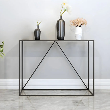 Minimalist Metal Black Stain Resistant Console Table Image - 2